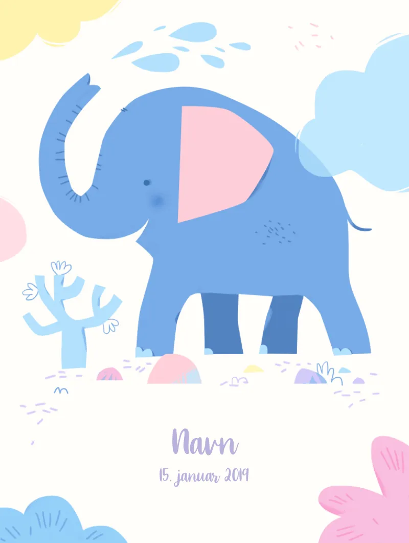 Plakat med Elefant | Min Bedste Bog Plakat med Elefant | Min Bedste Bog