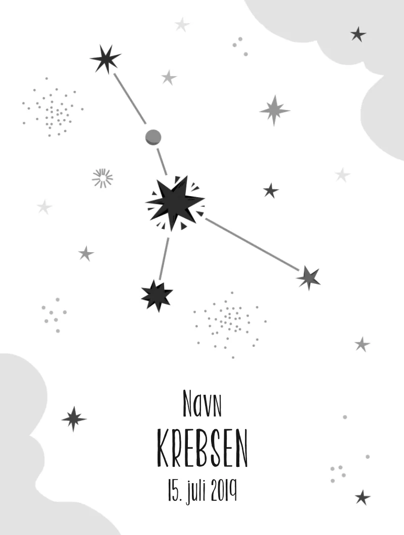 Plakat med stjernebillede - Krebsen | Min Bedste Bog Plakat med stjernebillede - Krebsen | Min Bedste Bog
