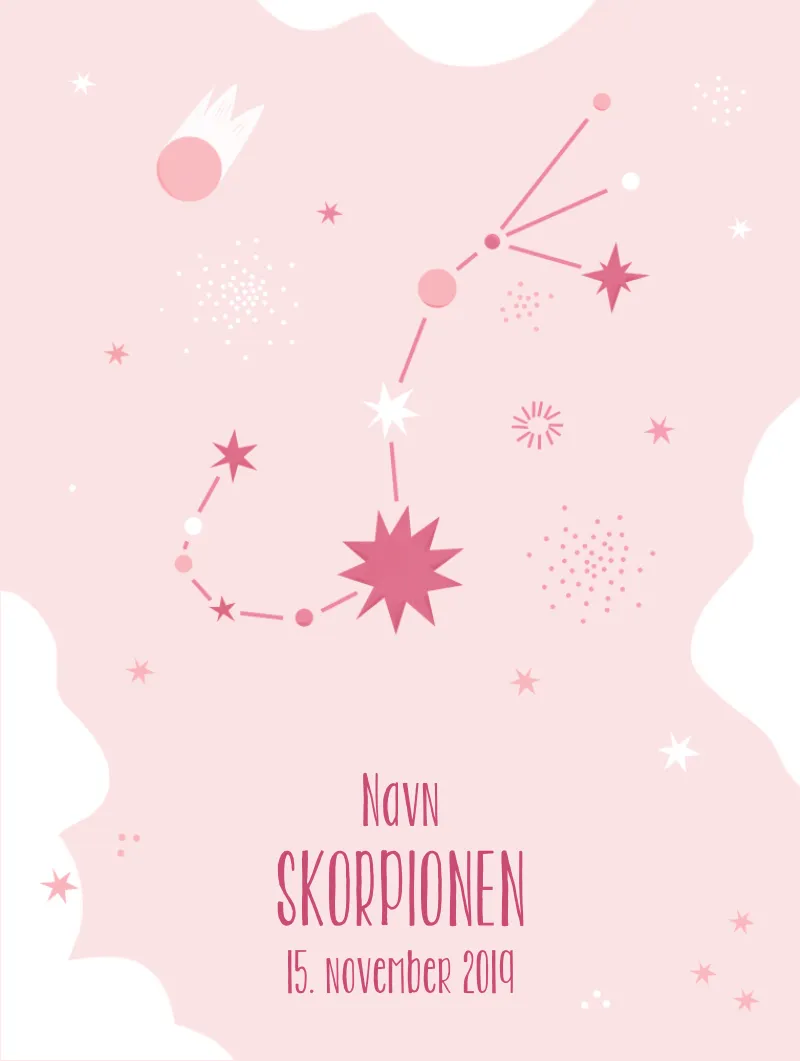 Plakat med stjernebillede - Skorpionen | Min Bedste Bog Plakat med stjernebillede - Skorpionen | Min Bedste Bog