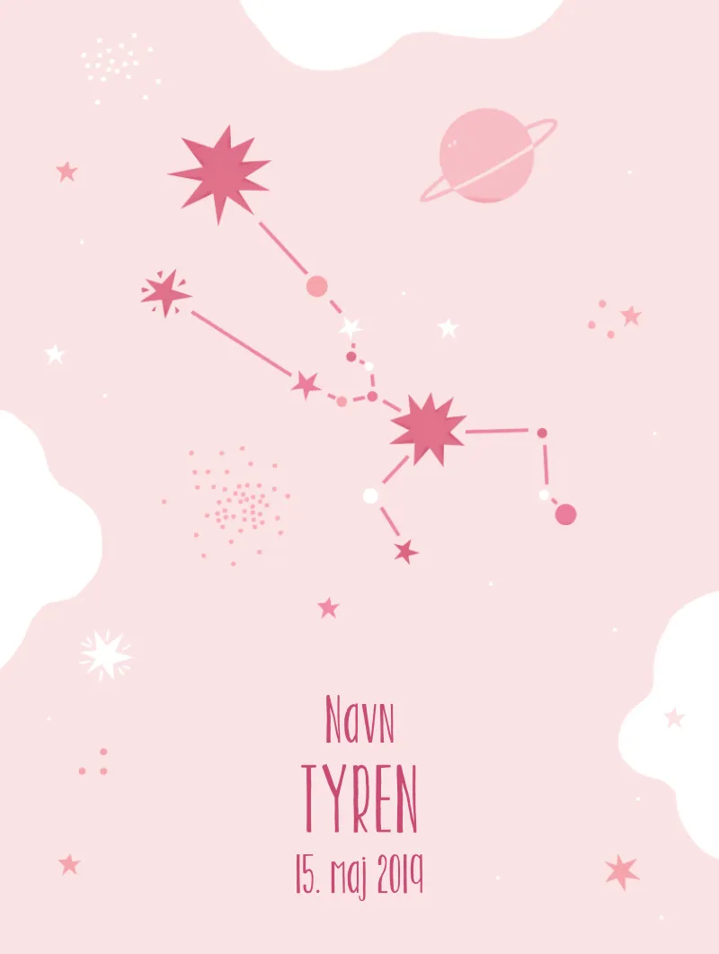 Plakat med stjernebillede - Tyren | Min Bedste Bog Plakat med stjernebillede - Tyren | Min Bedste Bog