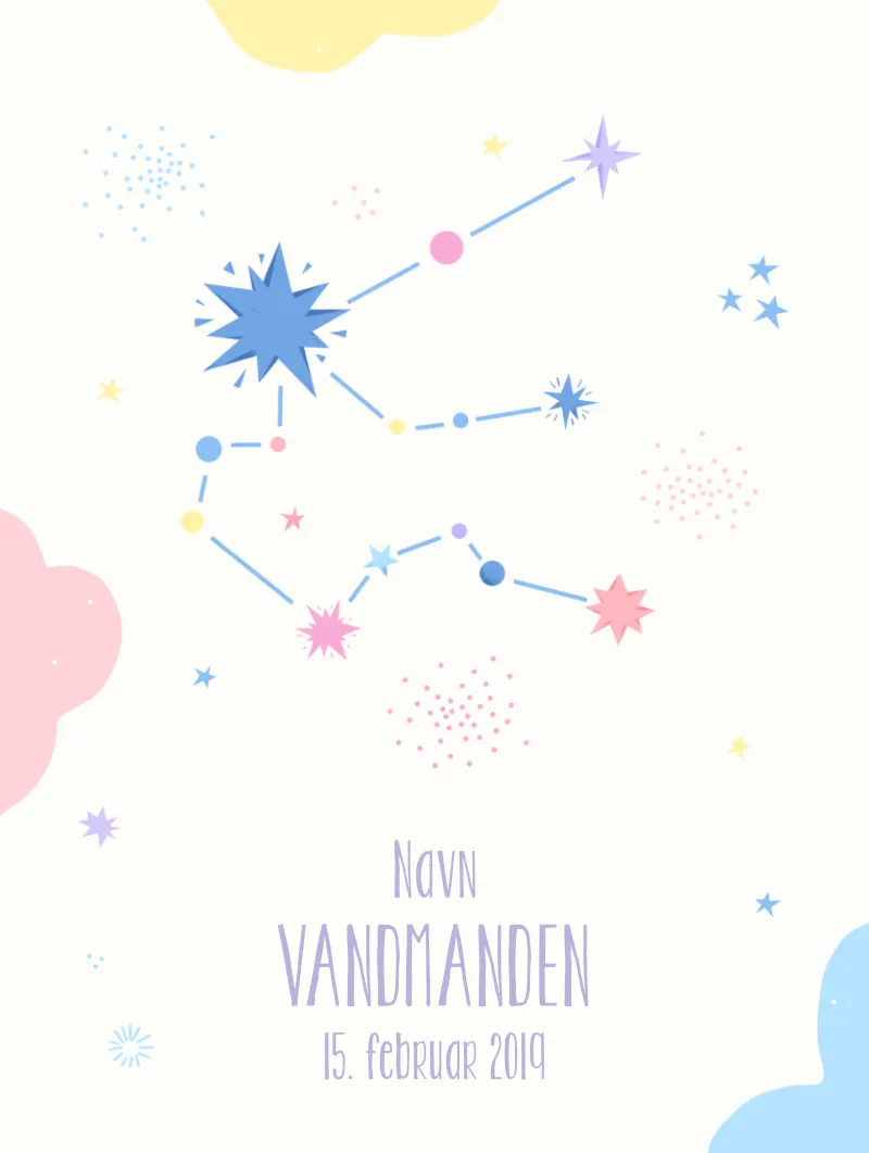 Plakat med stjernebillede - Vandmanden | Min Bedste Bog Plakat med stjernebillede - Vandmanden | Min Bedste Bog