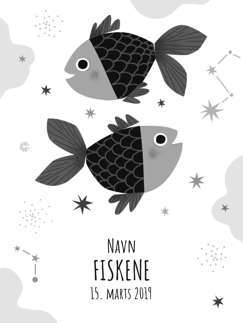 Plakat med stjernetegn - Fiskene | Min Bedste Bog Plakat med stjernetegn - Fiskene | Min Bedste Bog