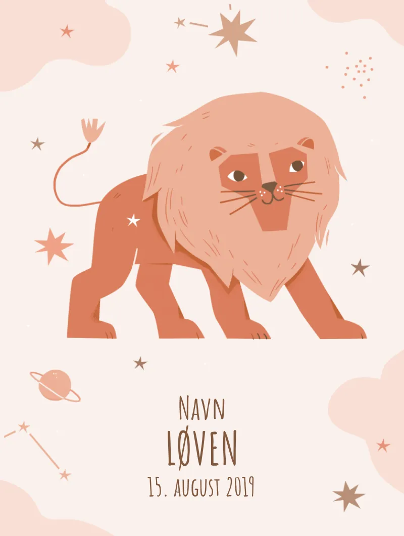 Plakat med stjernetegn - Løven | Min Bedste Bog Plakat med stjernetegn - Løven | Min Bedste Bog