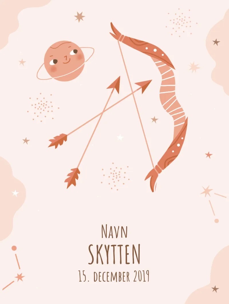Plakat med stjernetegn - Skytten | Min Bedste Bog Plakat med stjernetegn - Skytten | Min Bedste Bog