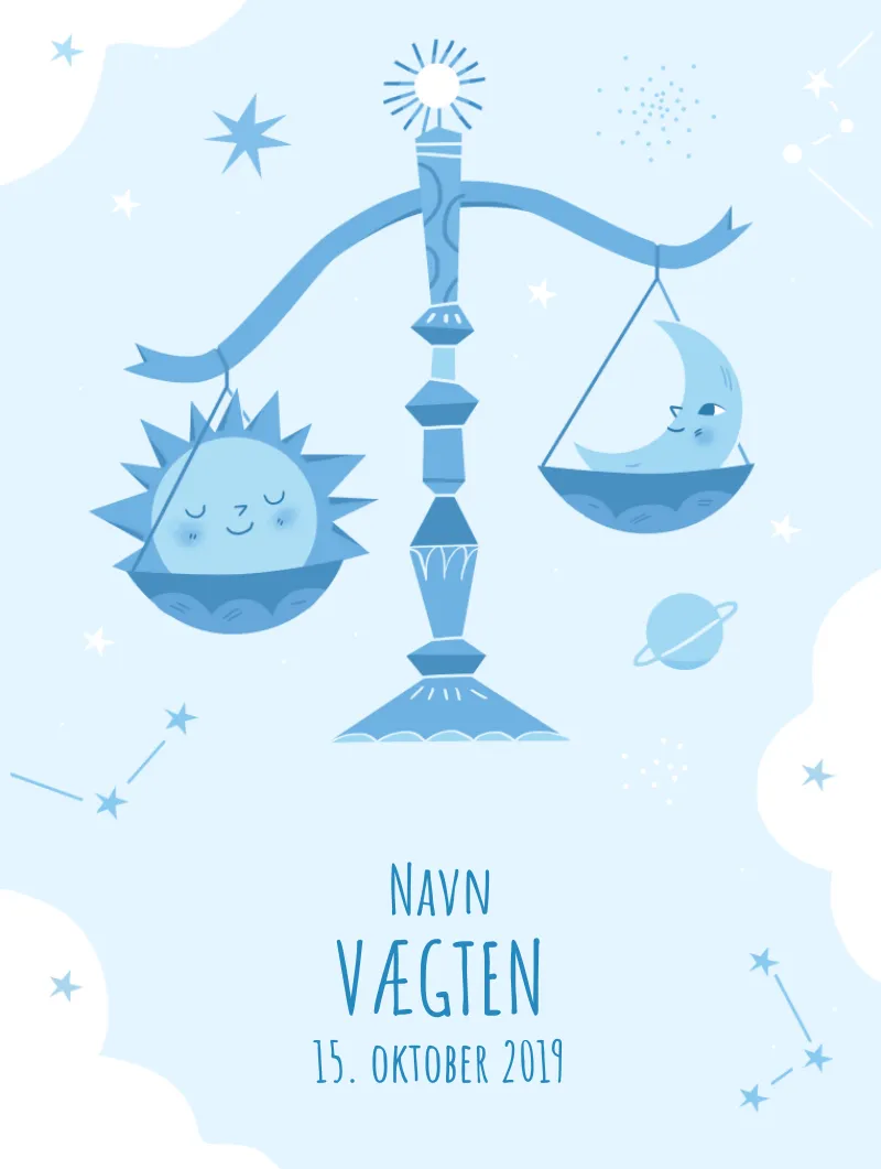 Plakat med stjernetegn - Vægten | Min Bedste Bog Plakat med stjernetegn - Vægten | Min Bedste Bog