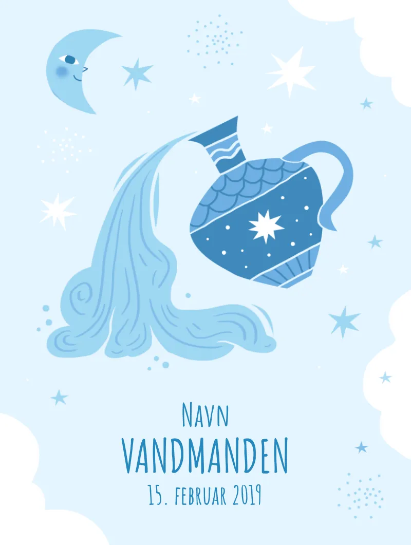 Plakat med stjernetegn - Vandmanden | Min Bedste Bog Plakat med stjernetegn - Vandmanden | Min Bedste Bog